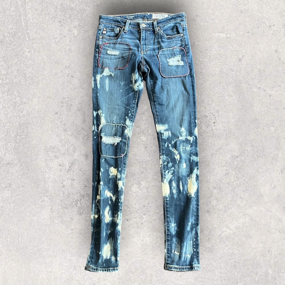 NWOT - Ag-ed Denim Adriano Goldschmied Super Skinny Distressed & Bleached 26R